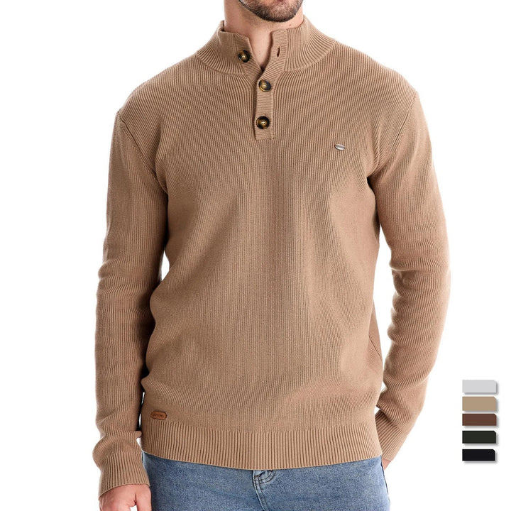 Aaron | Men's Sweater With Button Design · Oliver Bradley