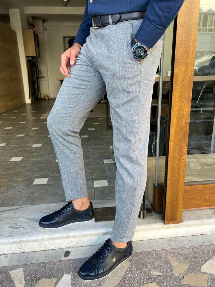 Acireale Slim Fit Trousers — Grey · Oliver Bradley