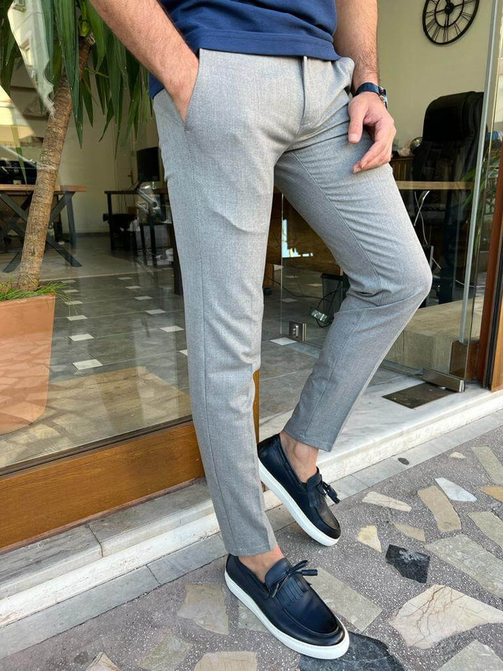 Acireale Slim Fit Trousers — Grey · Oliver Bradley