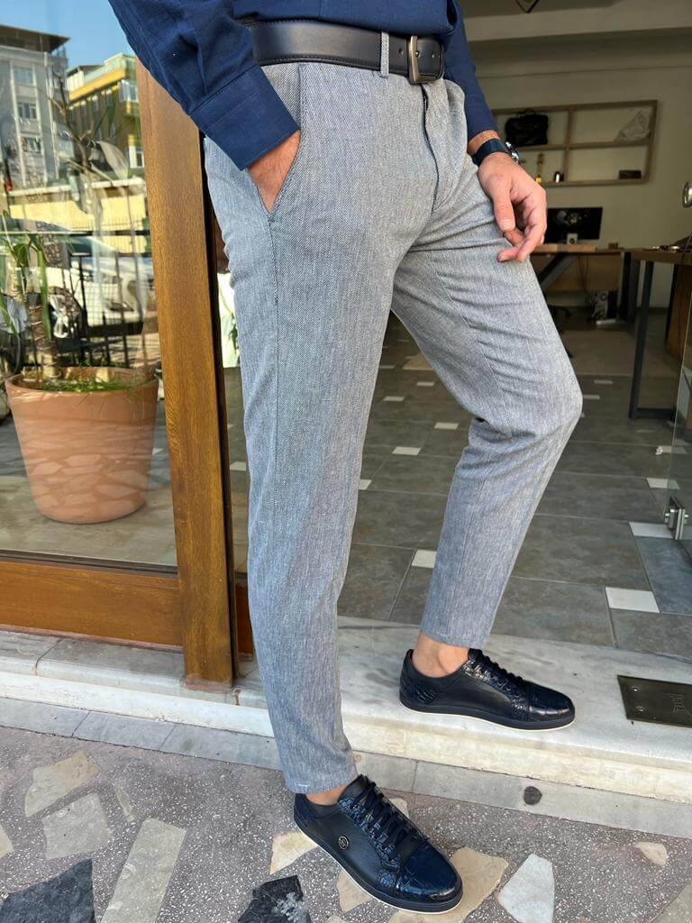 Acireale Slim Fit Trousers — Grey · Oliver Bradley