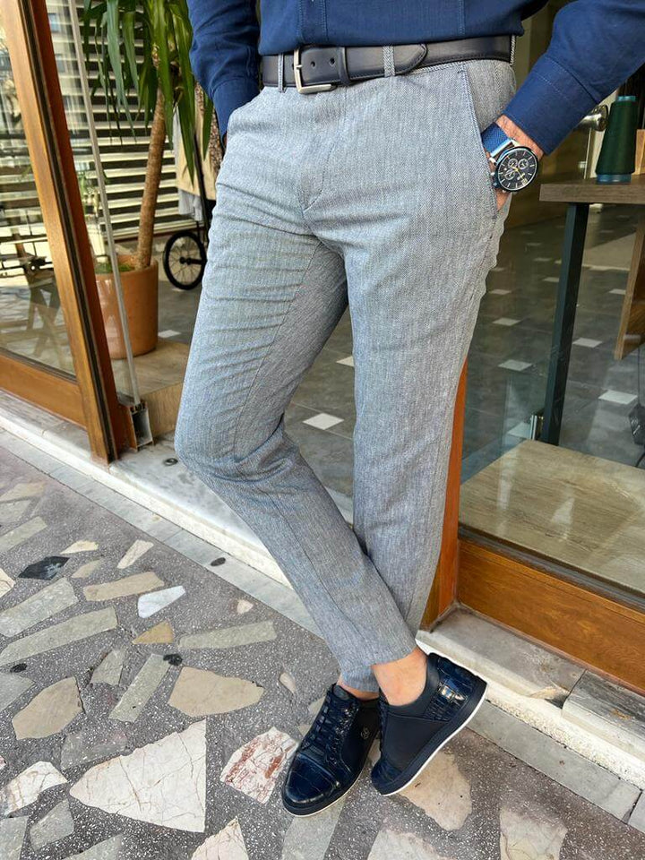 Acireale Slim Fit Trousers — Grey · Oliver Bradley