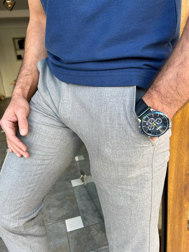 Acireale Slim Fit Trousers — Grey · Oliver Bradley