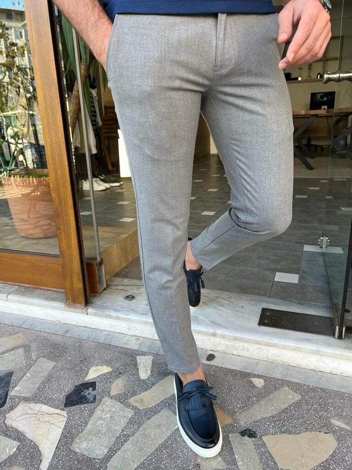 Acireale Slim Fit Trousers — Grey · Oliver Bradley