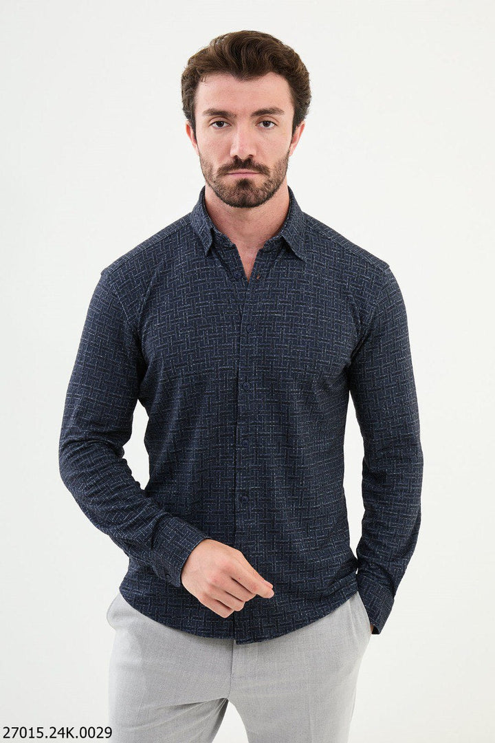 Ajaccio Patterned Shirt — Navy · Oliver Bradley