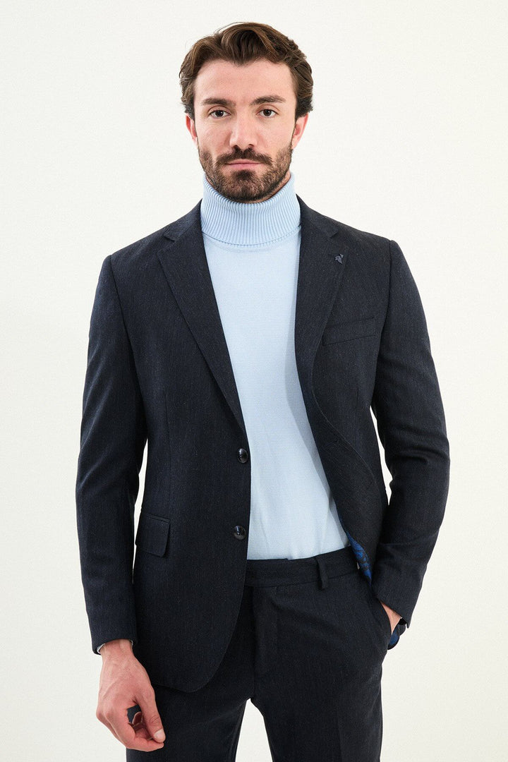 Ajaccio Tailored Suit — Navy Wool Blend · Oliver Bradley