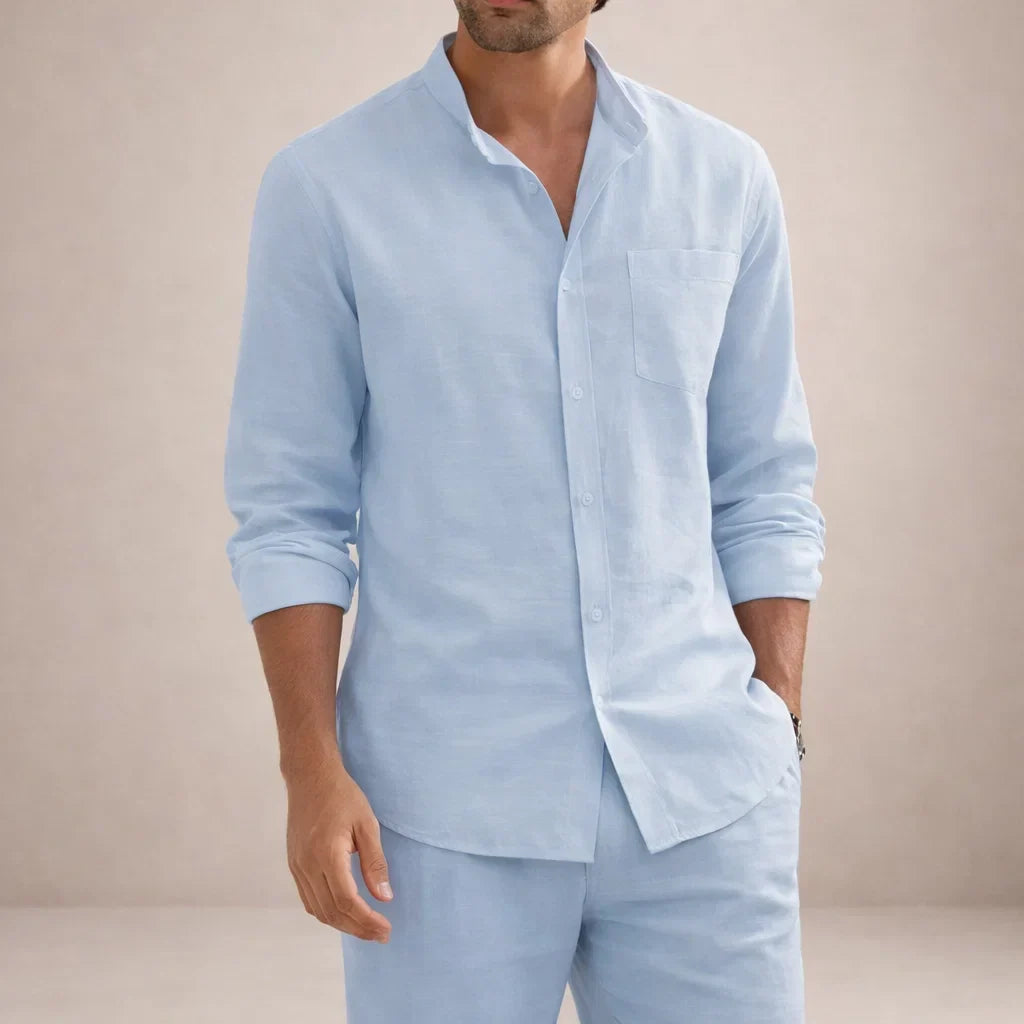 Akiva Men’s Stylish Two-Piece Set – Casual Shirt and Matching Pants Outfit · Oliver Bradley