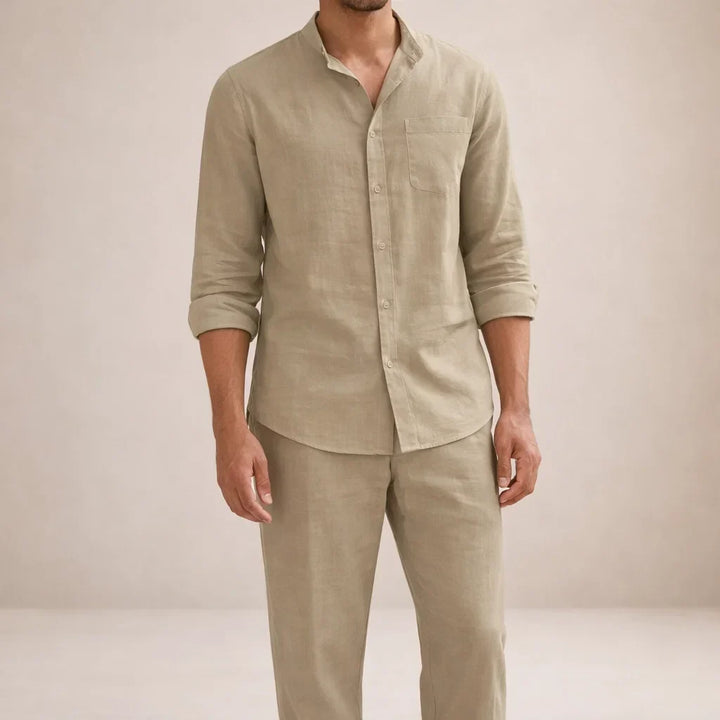 Akiva Men’s Stylish Two-Piece Set – Casual Shirt and Matching Pants Outfit · Oliver Bradley