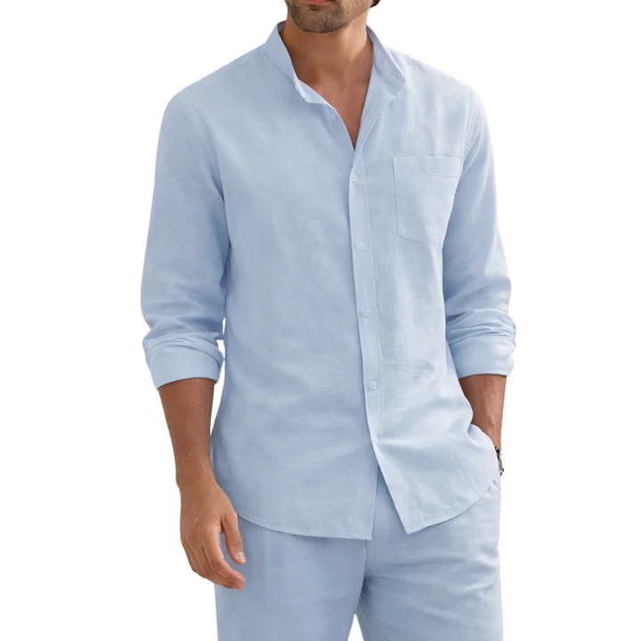 Akiva Men’s Stylish Two-Piece Set – Casual Shirt and Matching Pants Outfit · Oliver Bradley