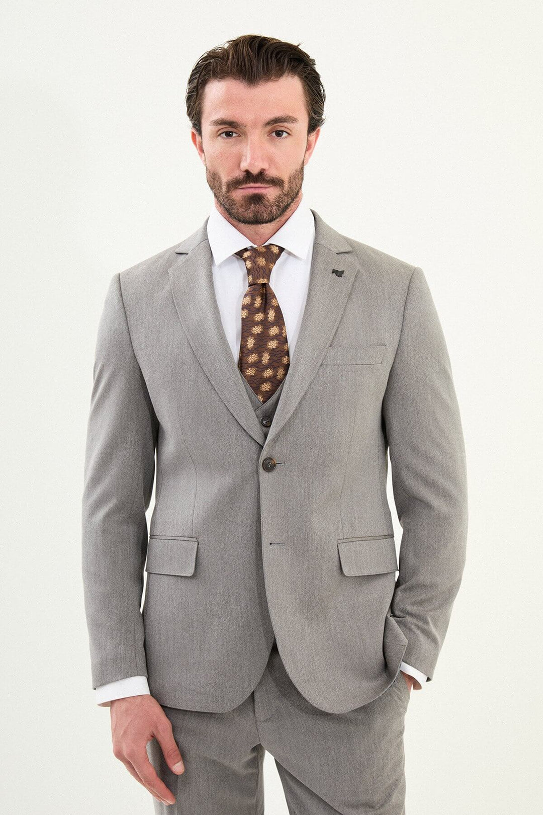 Alassio 3 Piece Suit — Light Grey Wool · Oliver Bradley