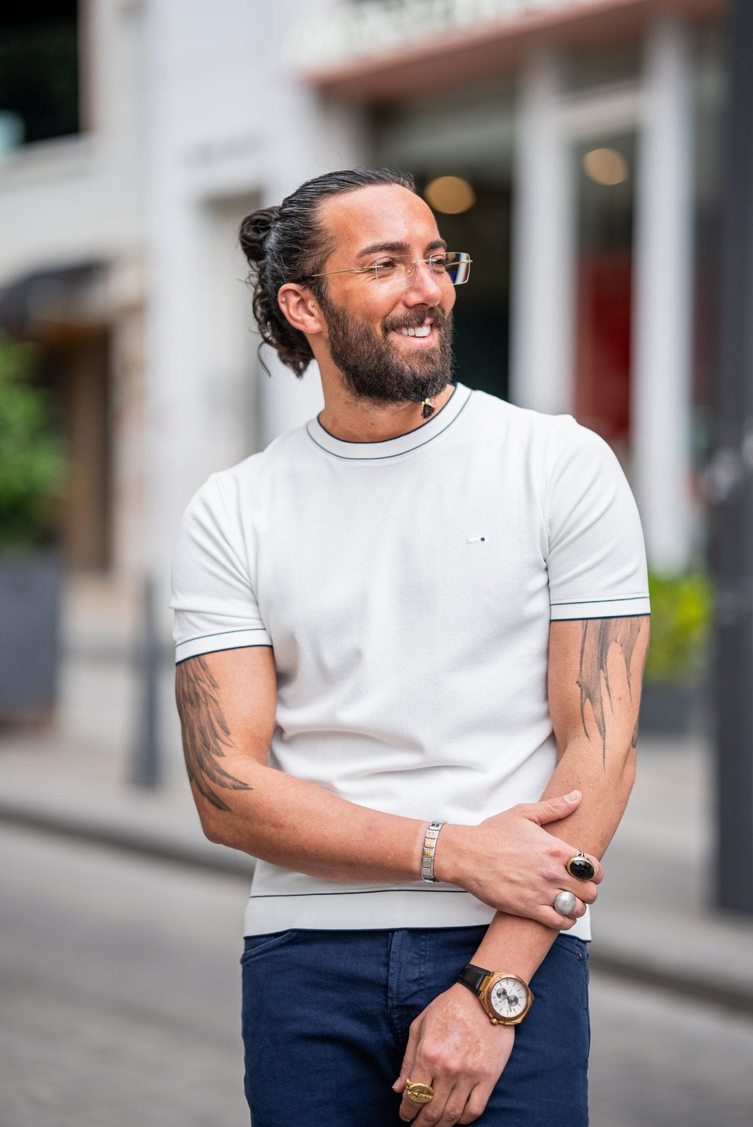 Alba Crew Neck T-Shirt — White · Oliver Bradley