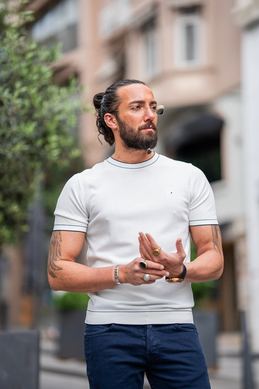 Alba Crew Neck T-Shirt — White · Oliver Bradley