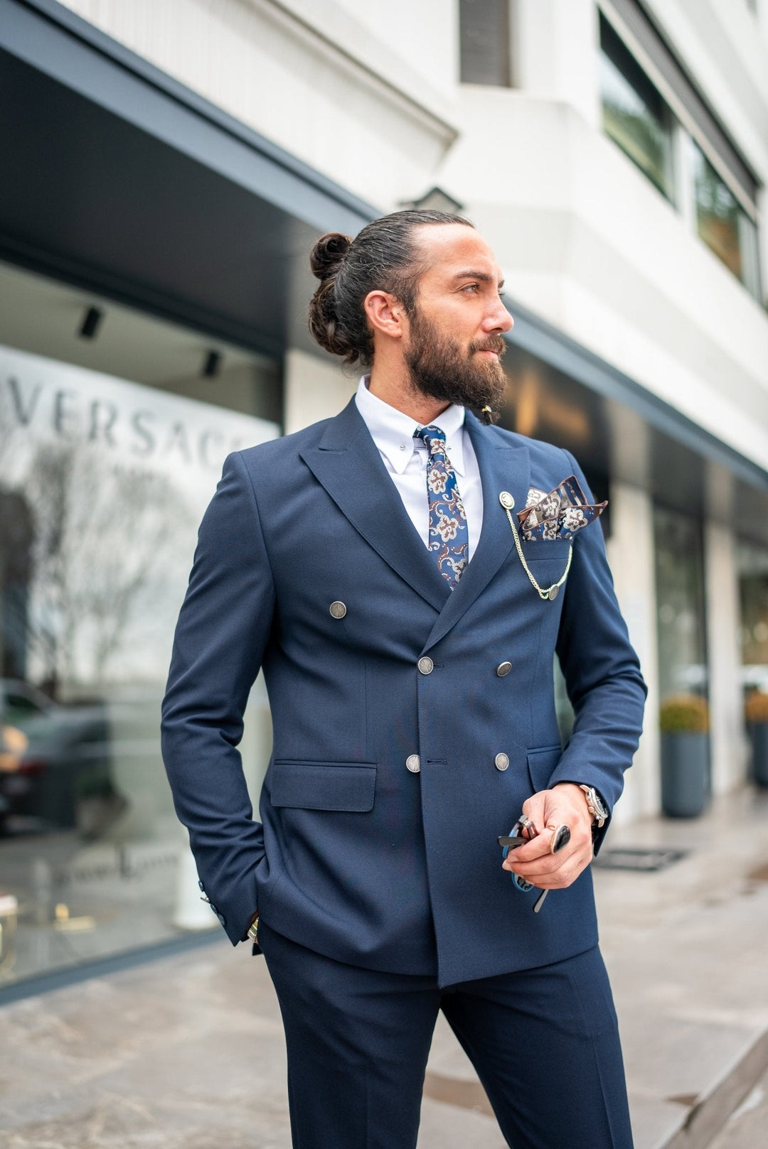 Albania Double Breasted Navy Blue Suit · Oliver Bradley