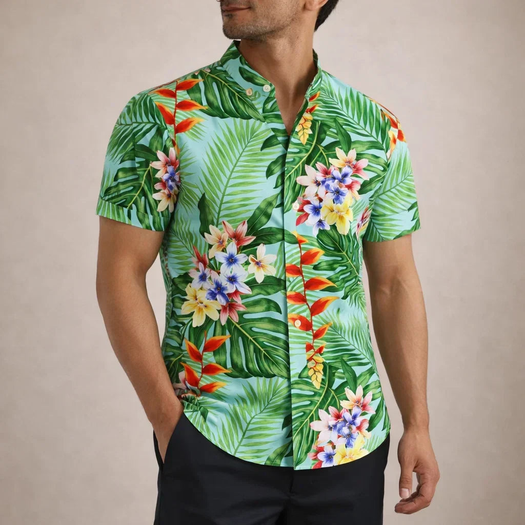 Albert Men’s Floral Surf Shirt – Lightweight Tropical Summer Button-Up · Oliver Bradley