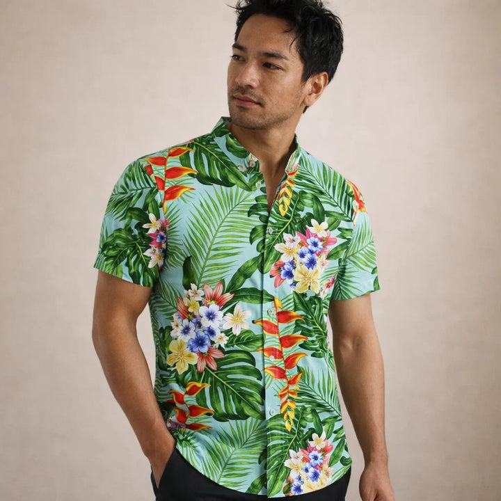 Albert Men’s Floral Surf Shirt – Lightweight Tropical Summer Button-Up · Oliver Bradley
