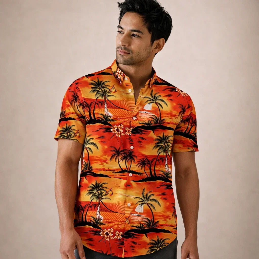 Albert Men’s Floral Surf Shirt – Lightweight Tropical Summer Button-Up · Oliver Bradley