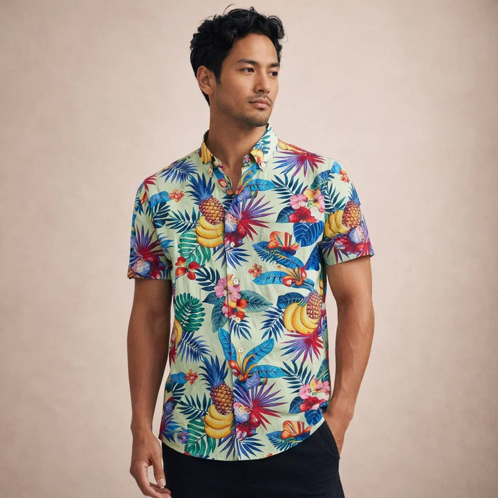 Albert Men’s Floral Surf Shirt – Lightweight Tropical Summer Button-Up · Oliver Bradley