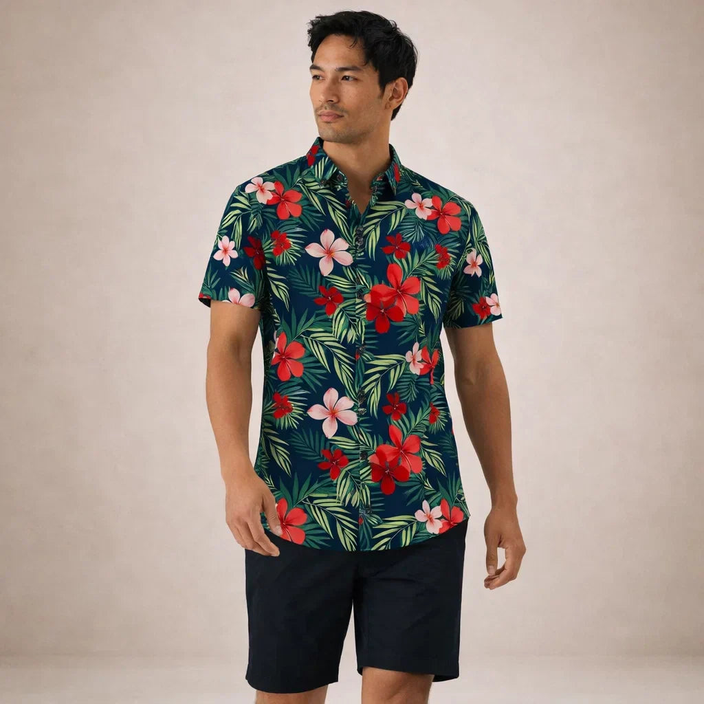 Albert Men’s Floral Surf Shirt – Lightweight Tropical Summer Button-Up · Oliver Bradley