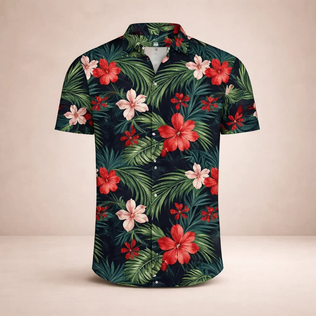 Albert Men’s Floral Surf Shirt – Lightweight Tropical Summer Button-Up · Oliver Bradley