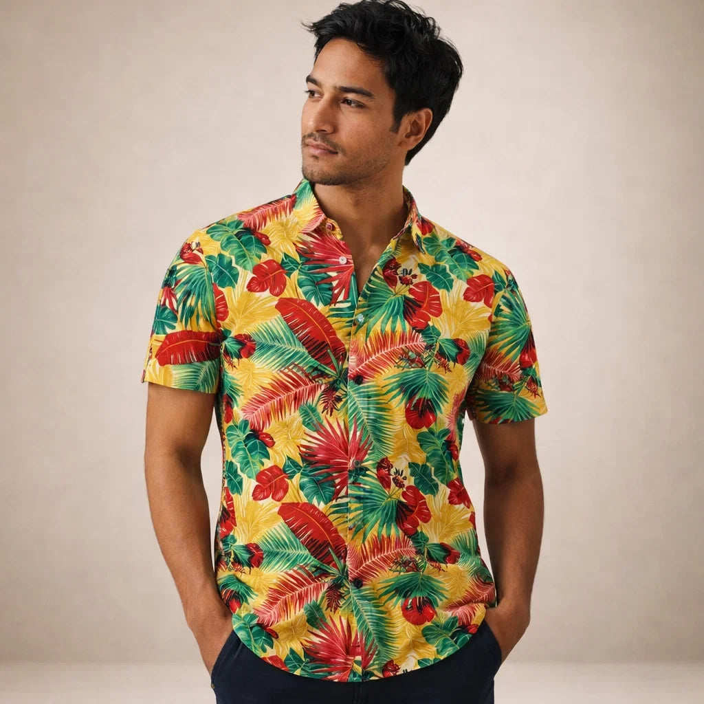 Albert Men’s Floral Surf Shirt – Lightweight Tropical Summer Button-Up · Oliver Bradley