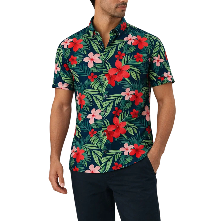 Albert Men’s Floral Surf Shirt – Lightweight Tropical Summer Button-Up · Oliver Bradley