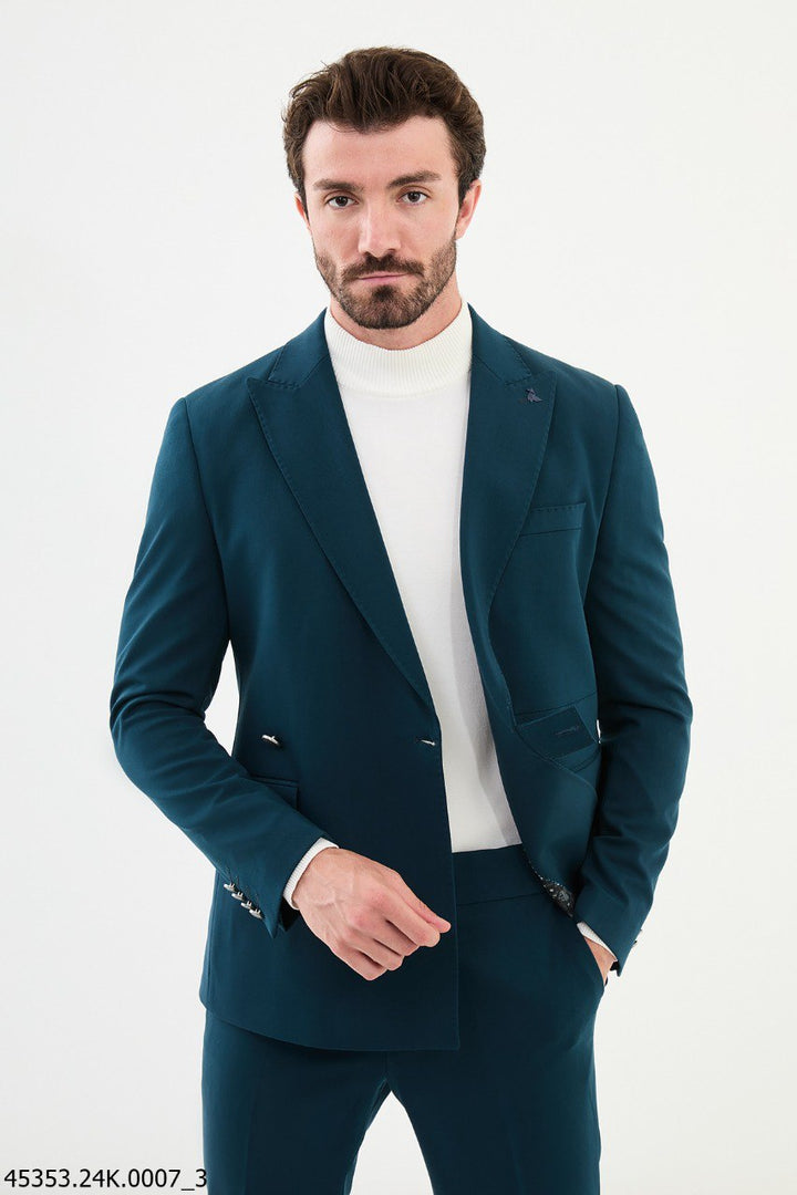 Albi Belted Suit — Teal Green · Oliver Bradley