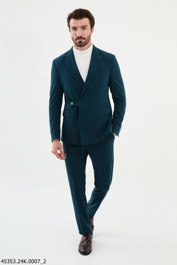 Albi Belted Suit — Teal Green · Oliver Bradley