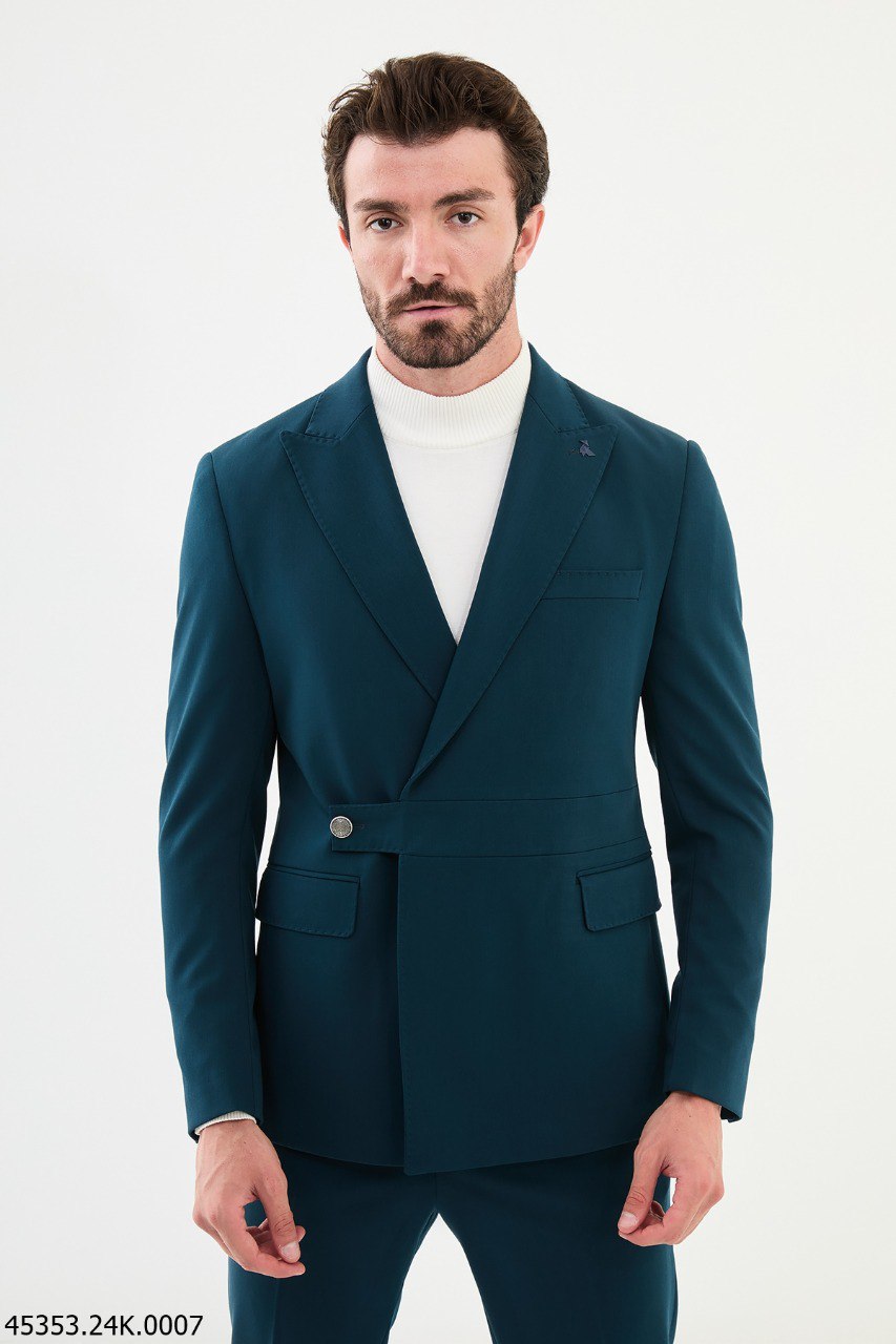 Albi Belted Suit — Teal Green · Oliver Bradley