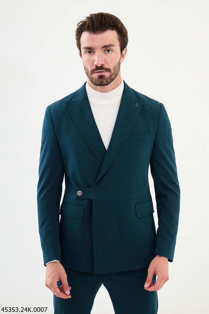 Albi Belted Suit — Teal Green · Oliver Bradley