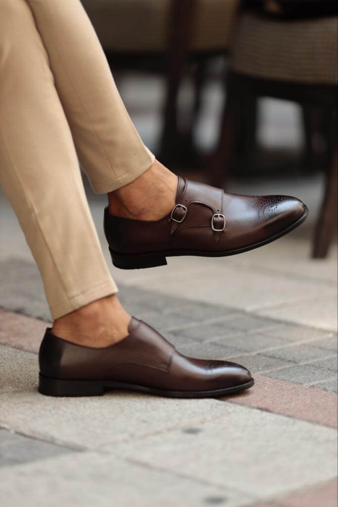 Albina Monk Strap Brown Shoe · Oliver Bradley