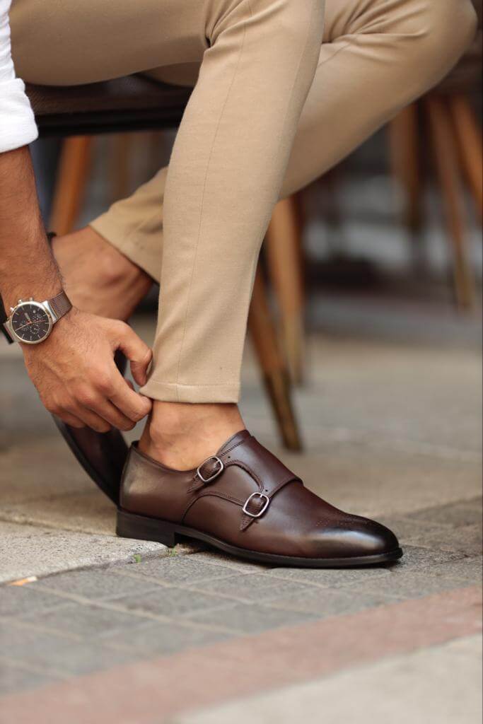 Albina Monk Strap Brown Shoe · Oliver Bradley