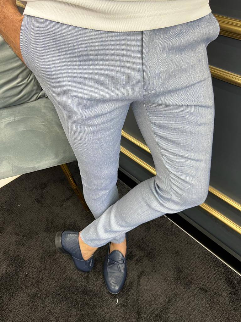 Alghero Slim Fit Trousers — Light Blue · Oliver Bradley