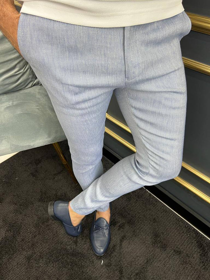 Alghero Slim Fit Trousers — Light Blue · Oliver Bradley