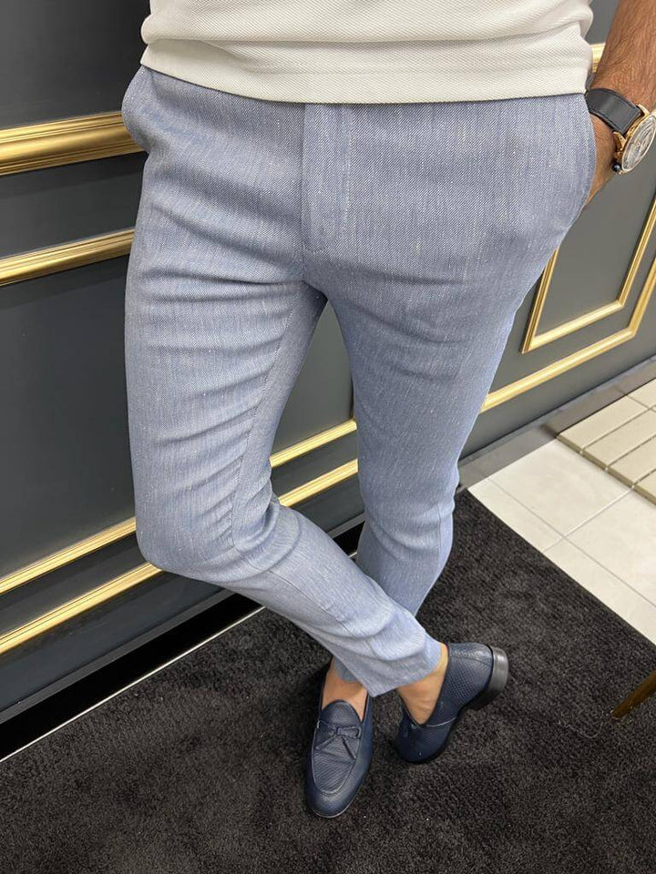 Alghero Slim Fit Trousers — Light Blue · Oliver Bradley