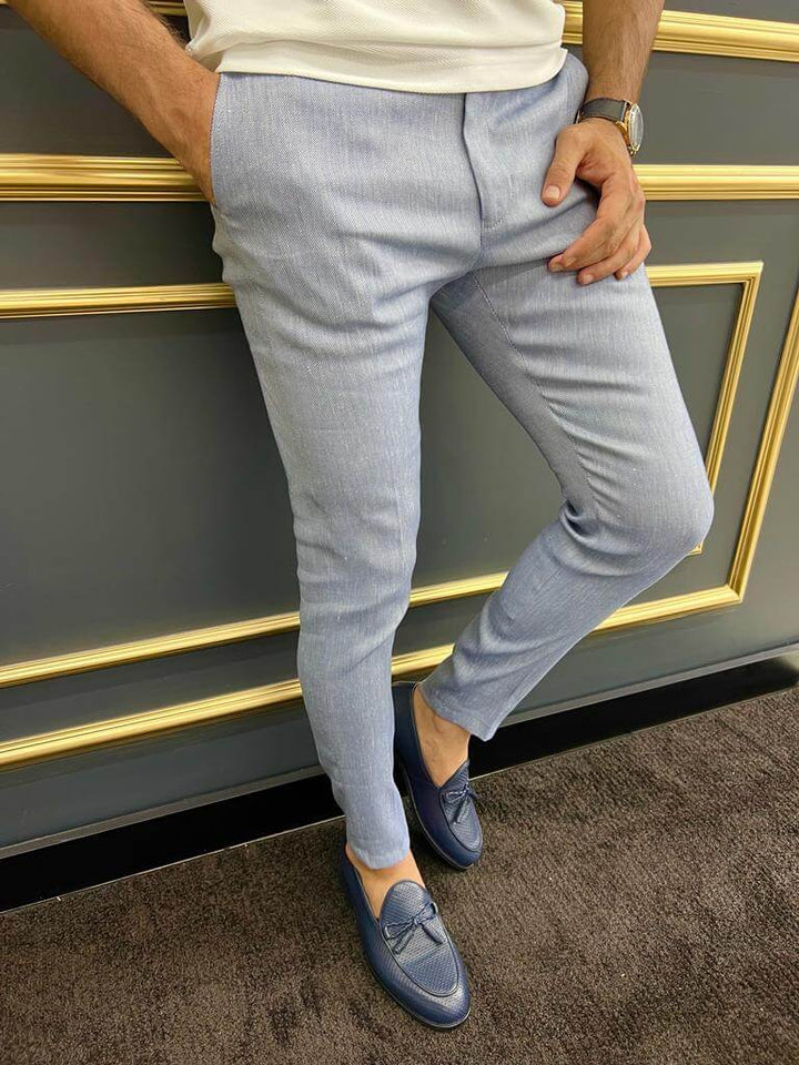 Alghero Slim Fit Trousers — Light Blue · Oliver Bradley