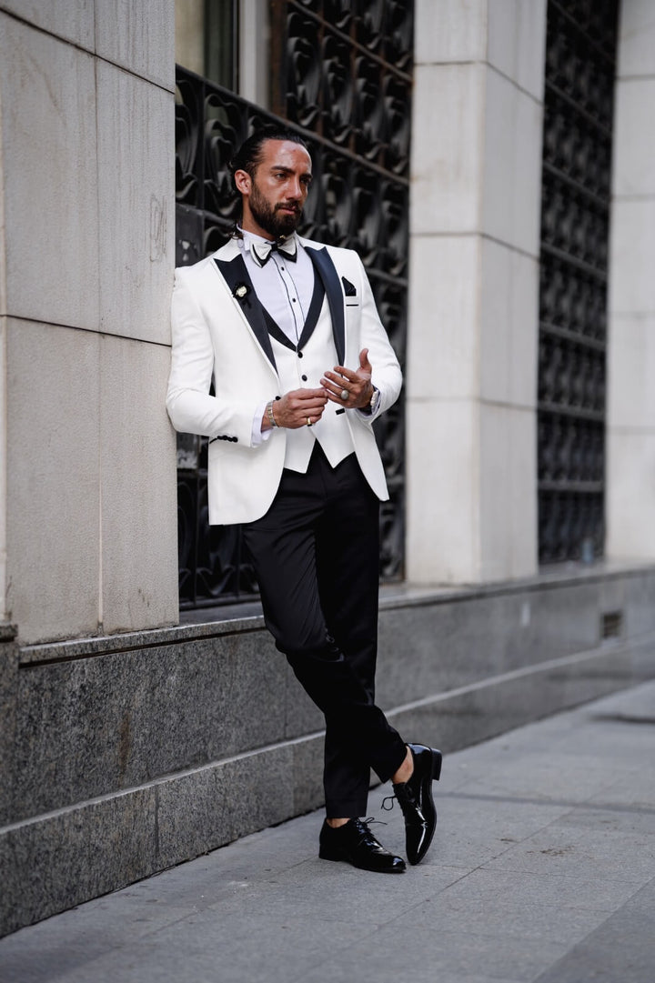 Amalfi 3 Piece Tuxedo — White Slim Fit · Oliver Bradley