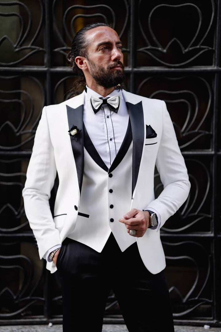 Amalfi 3 Piece Tuxedo — White Slim Fit · Oliver Bradley