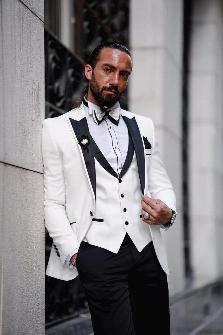 Amalfi 3 Piece Tuxedo — White Slim Fit · Oliver Bradley
