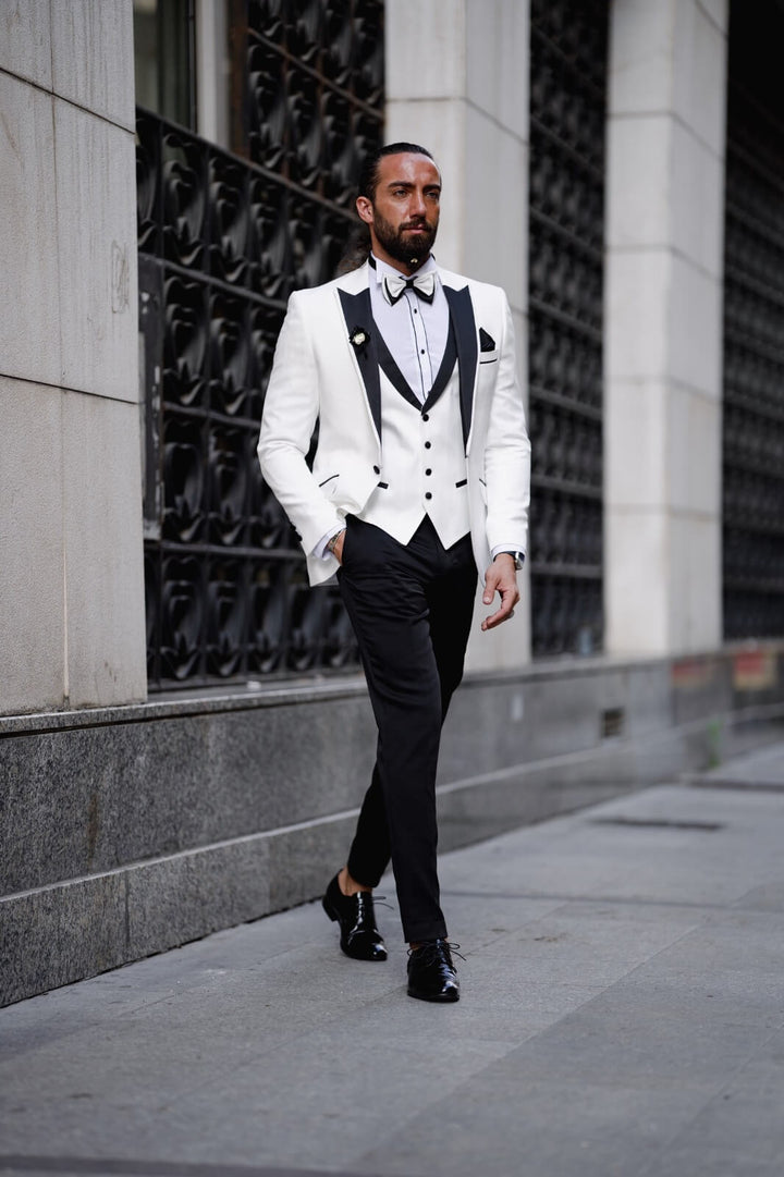 Amalfi 3 Piece Tuxedo — White Slim Fit · Oliver Bradley