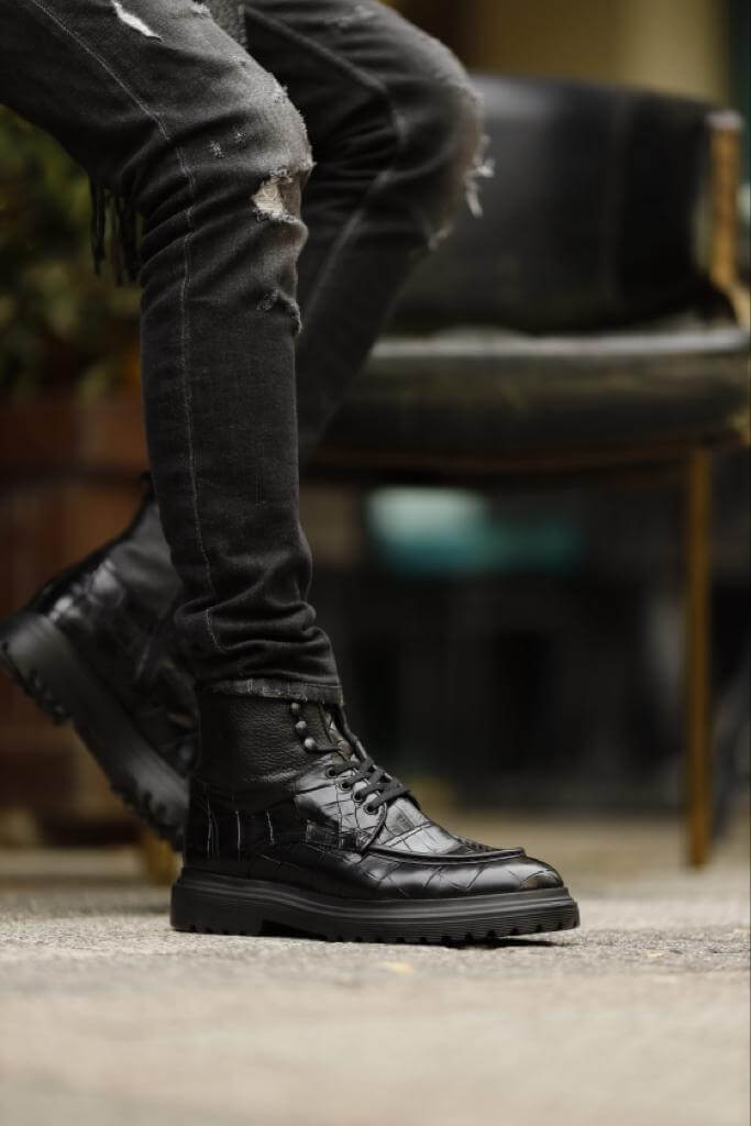 Amalfi Croco Black Boots · Oliver Bradley