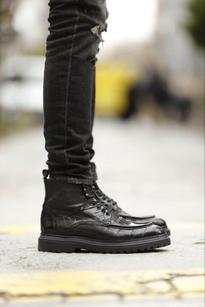 Amalfi Croco Black Boots · Oliver Bradley