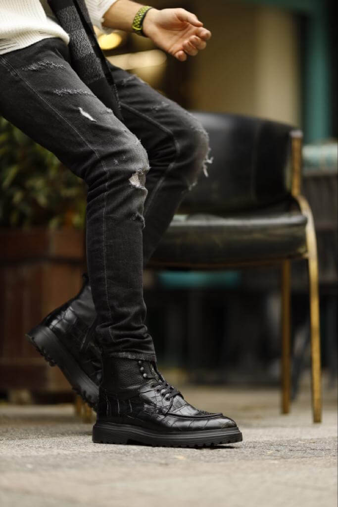 Amalfi Croco Black Boots · Oliver Bradley