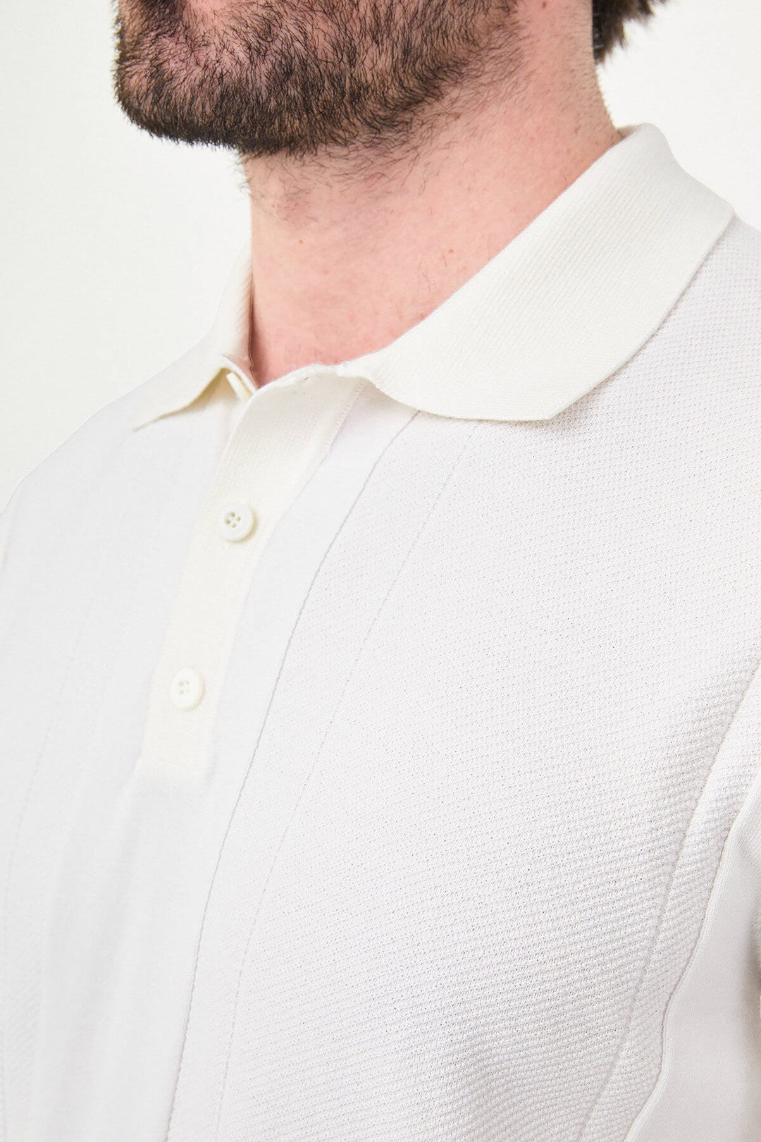 Amalfi Textured Knit Polo — Ecru · Oliver Bradley