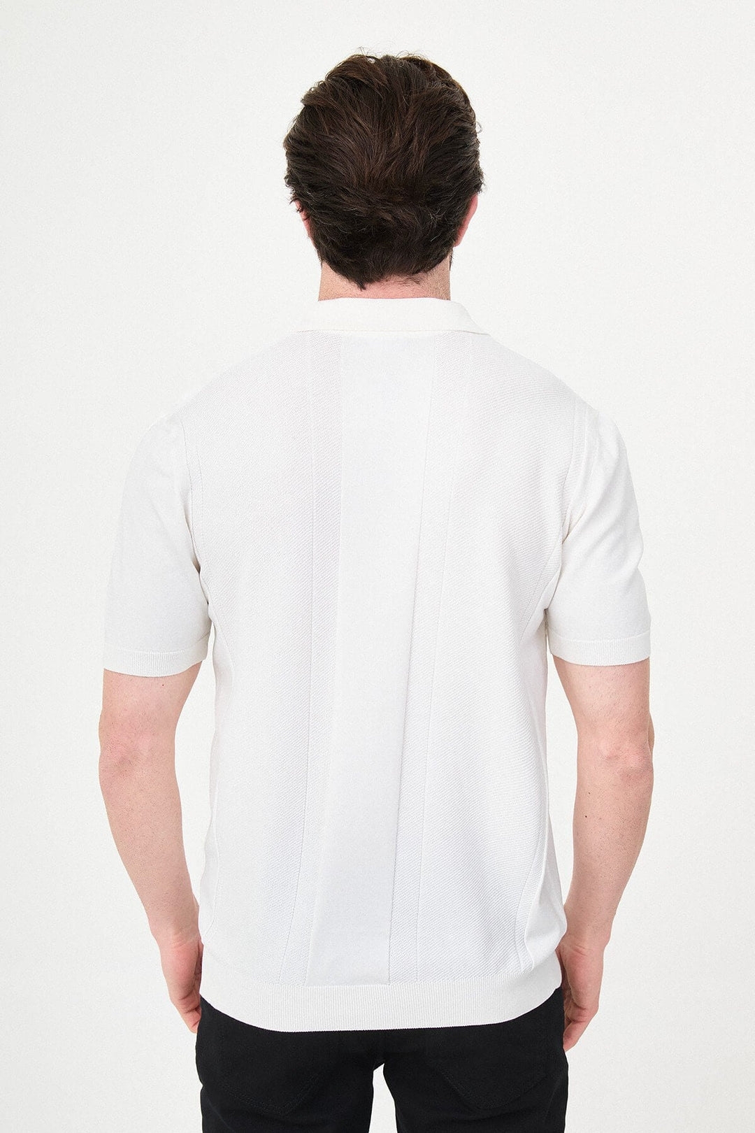 Amalfi Textured Knit Polo — Ecru · Oliver Bradley