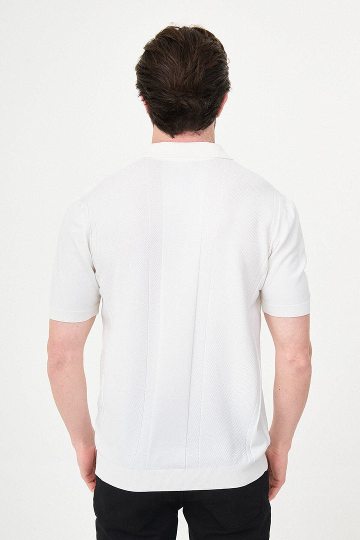 Amalfi Textured Knit Polo — Ecru · Oliver Bradley