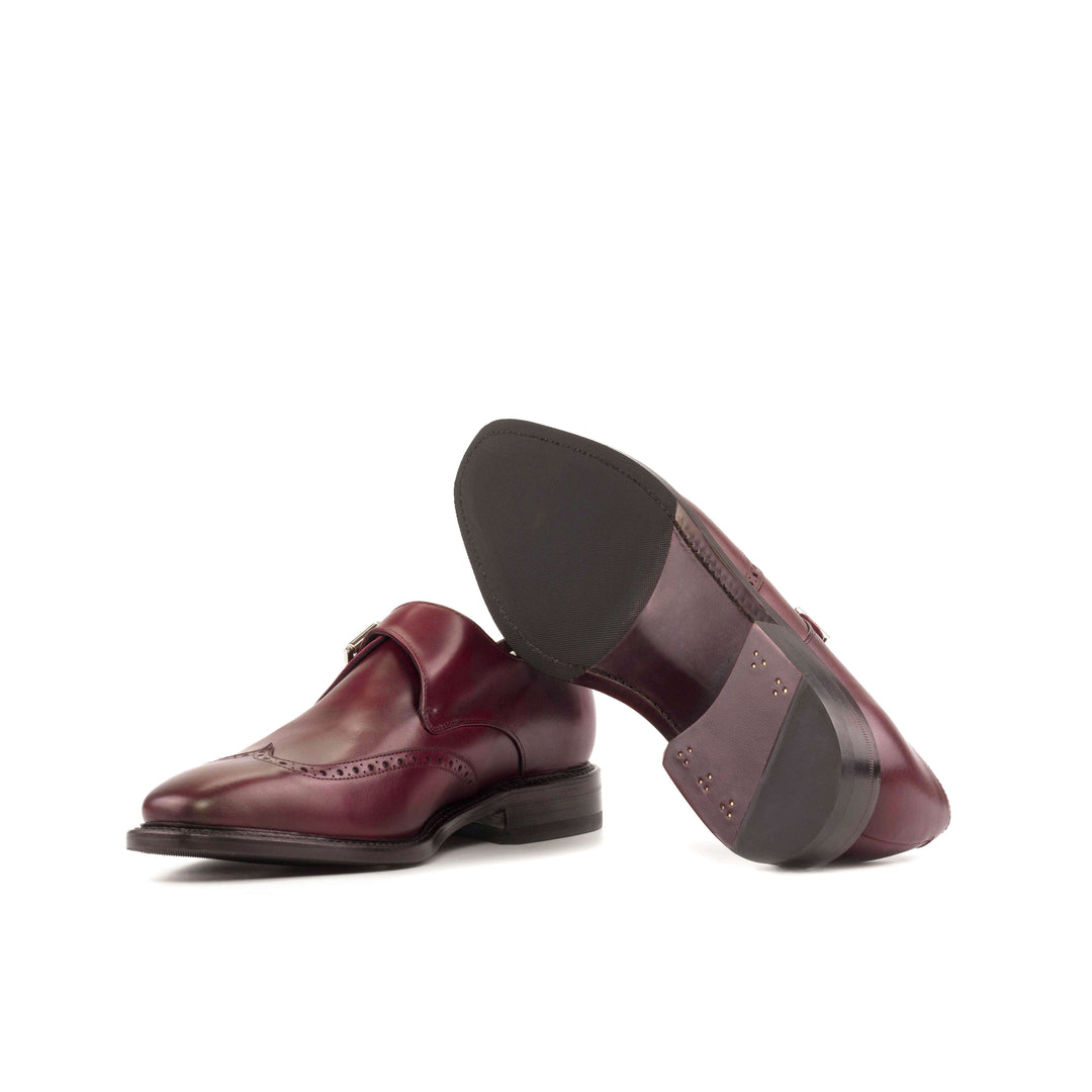 Ambrogio Burgundy Leather Single Monk Strap Shoes. · Oliver Bradley