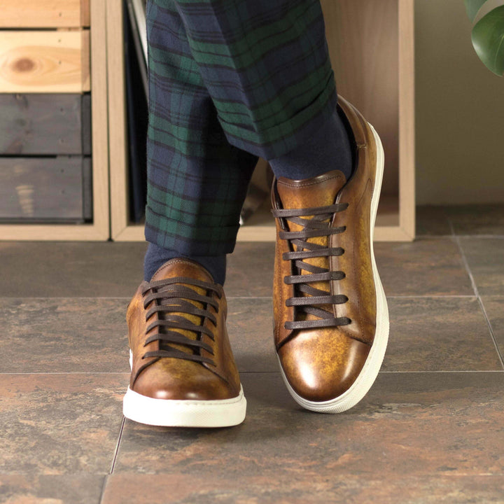 Ambrogio Low-Top Trainer | Cognac Patina. · Oliver Bradley