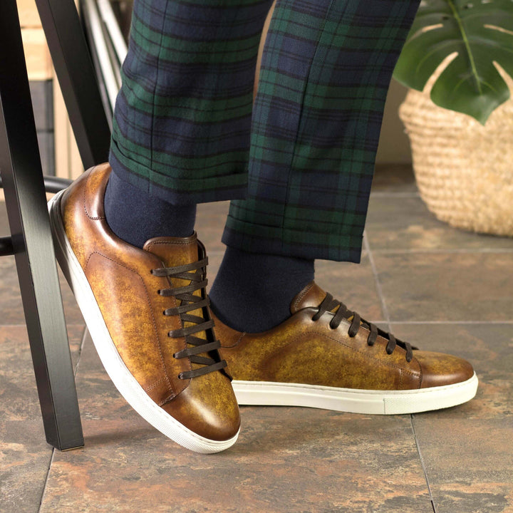 Ambrogio Low-Top Trainer | Cognac Patina. · Oliver Bradley