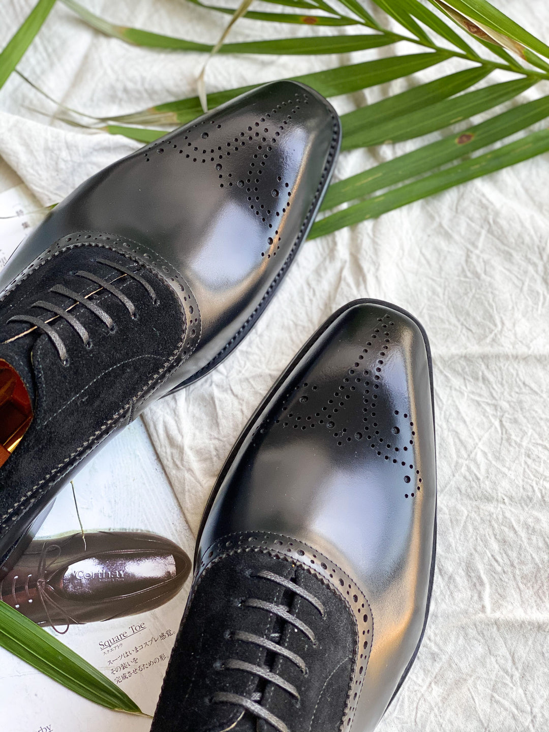 Ancona Brogue Oxford — Black Suede Detail · Oliver Bradley