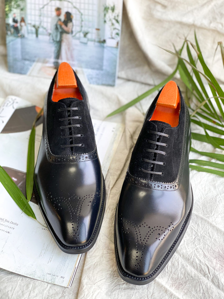 Ancona Brogue Oxford — Black Suede Detail · Oliver Bradley