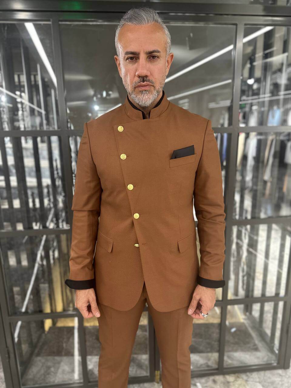 Andria Mandarin Suit — Amber Slim Fit · Oliver Bradley